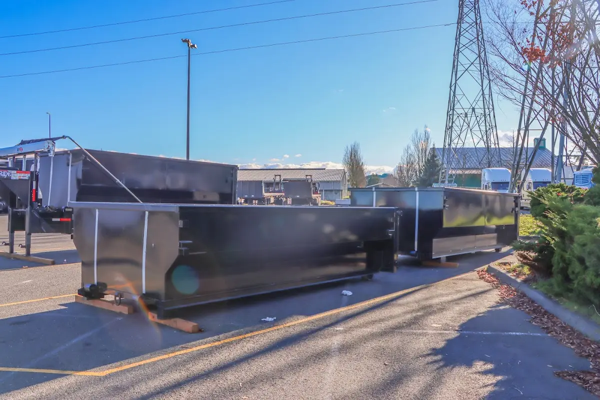 Roll-off dumpster ready for waste disposal at job site for Construction Dumpster Rental in Winslow